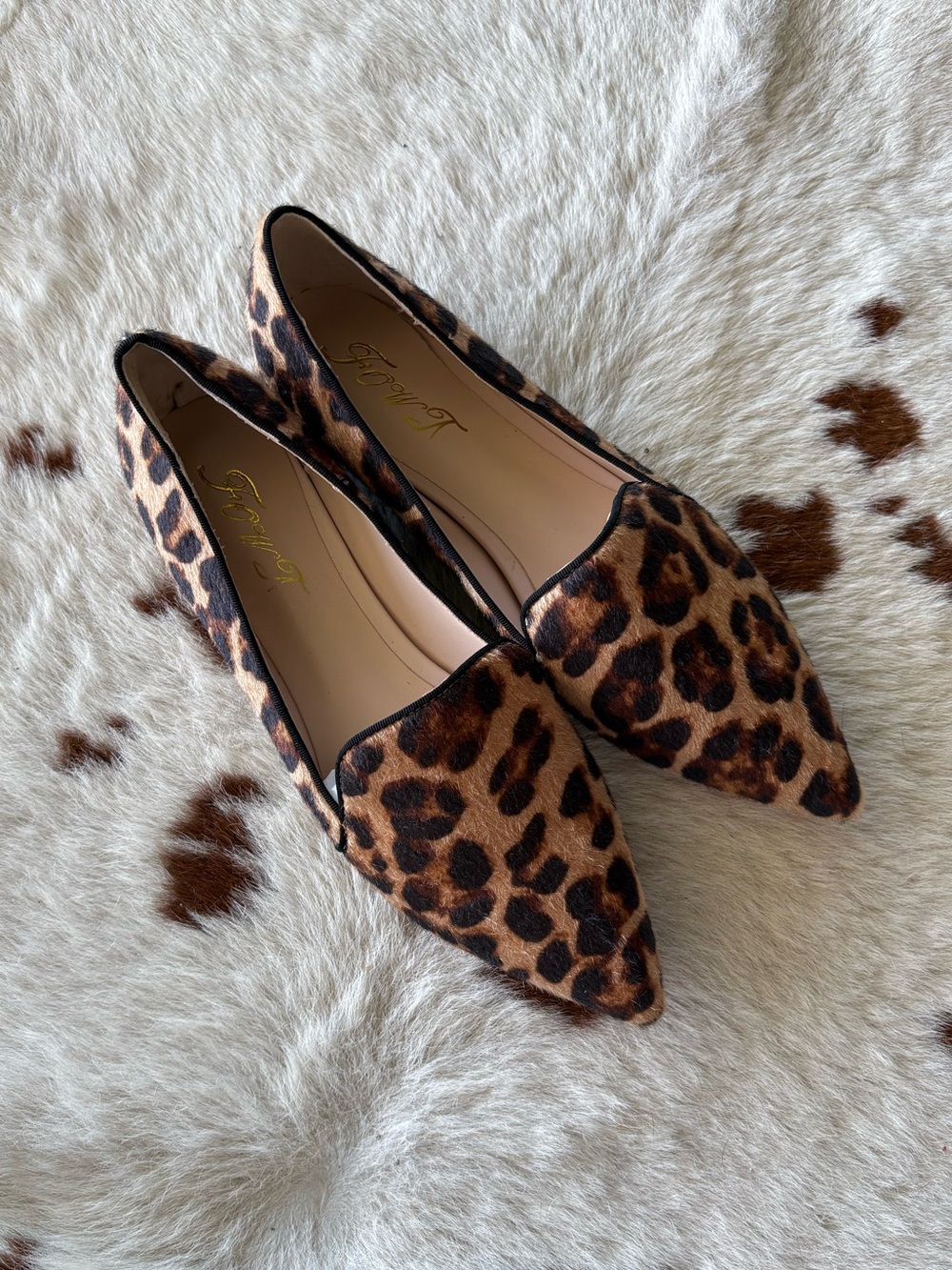 Leopard Print Pointed Toe Flats - Women